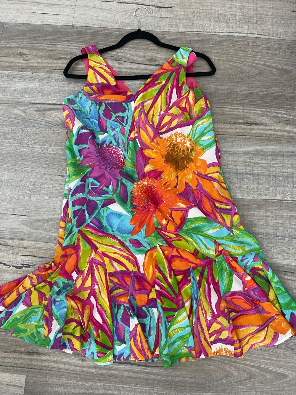 Lauren Ralph Lauren Bright Multicolor Tropical Floral Sundress